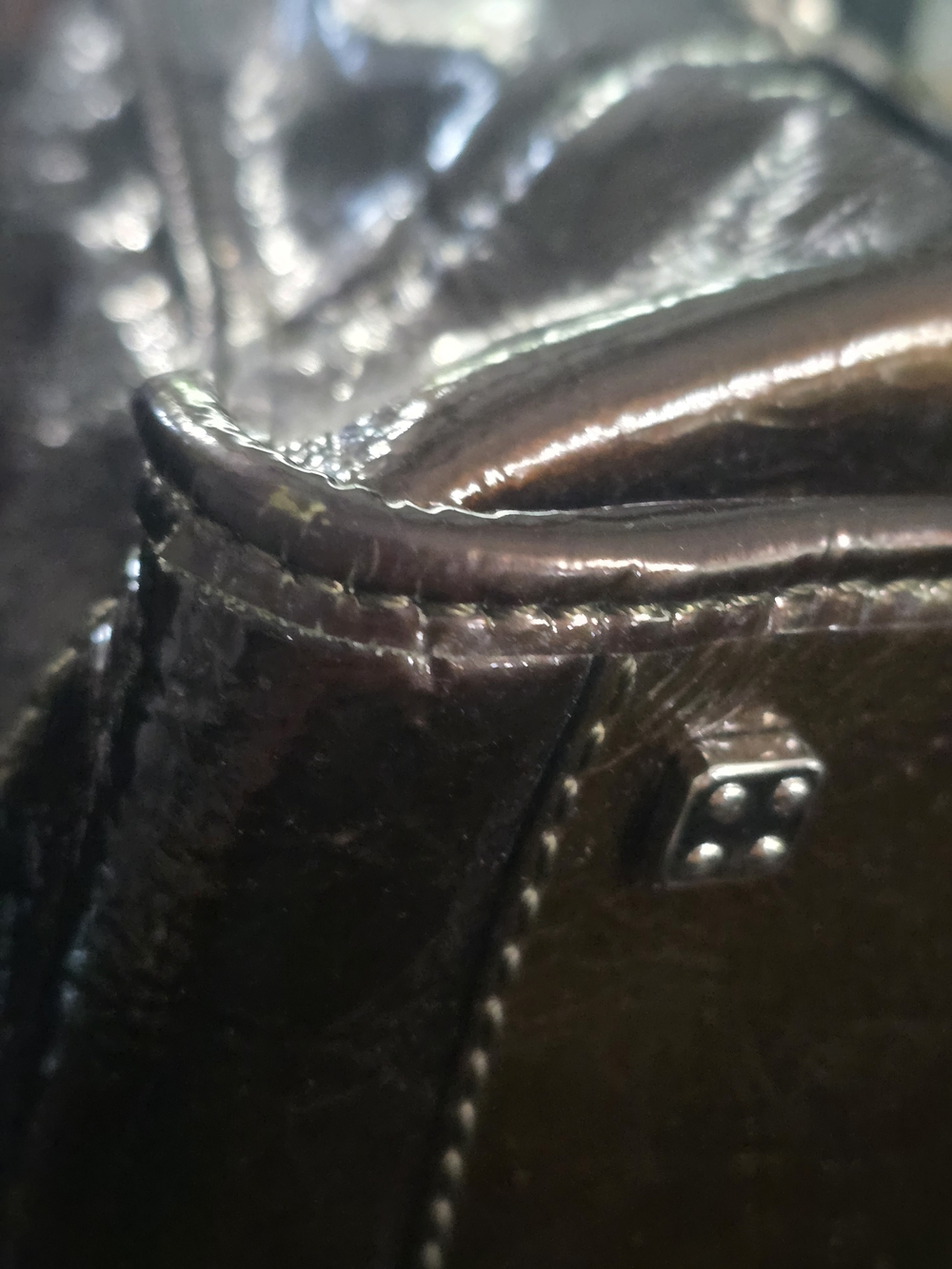 Loewe Patent Leather Top-Handle Satchel in Dark Brown - Picture 10 of 16